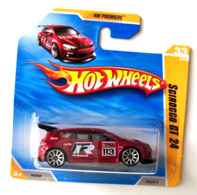 HOT WHEELS VW VOLKSWAGEN SCIROCCO GT 24 RED SHORT CARD 2010 HW PREMIERE #33 NIP