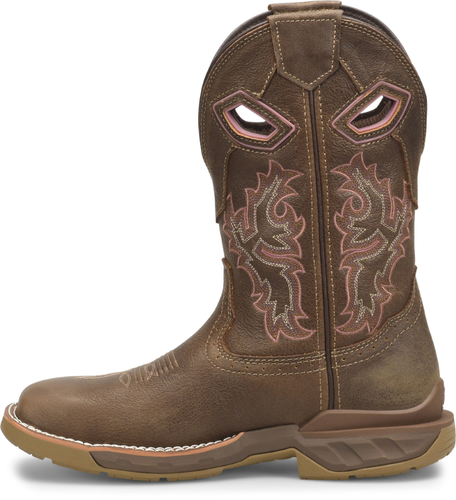 Pre-owned Double-h Boots Women's 10” Ari Wide Square Composite Toe Roper Work Boot Brown
