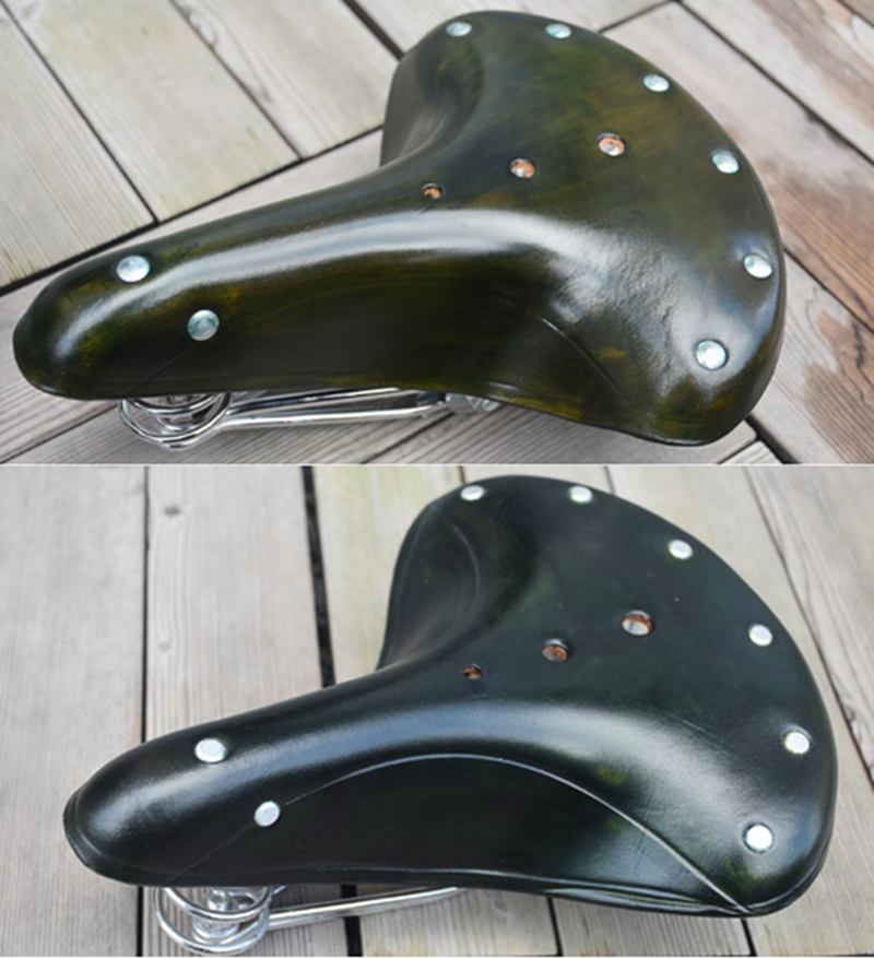 New Green Genuine Leather Vintage Classic Bicycle Retro Bike Saddle