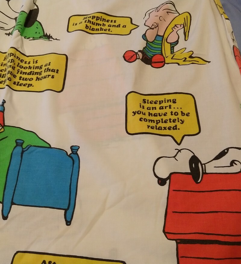 VTG Peanuts Snoopy Bed Sheet Quilting Crafting Twin