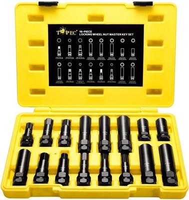 Topec 16 SAE Metric Piece Locking Lug Master Key Set, Wheel Lock One Size 