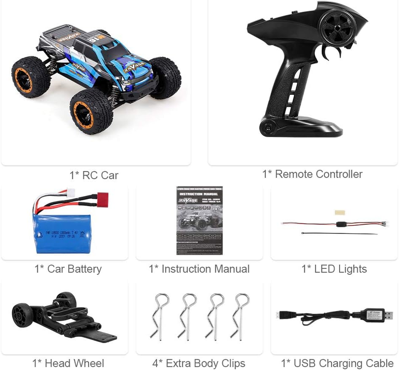 16889A RC Car, 1:16 Scale Remote Control Car, 4WD 45KM/H High Speed RC Truck wit