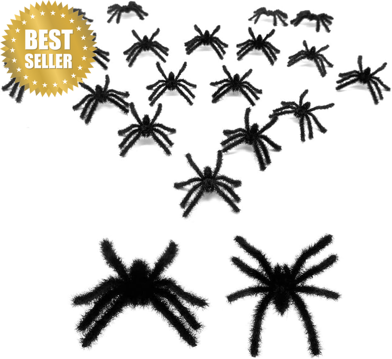 20 PCS Black Realistic Hairy Small Plastic Fake Spiders