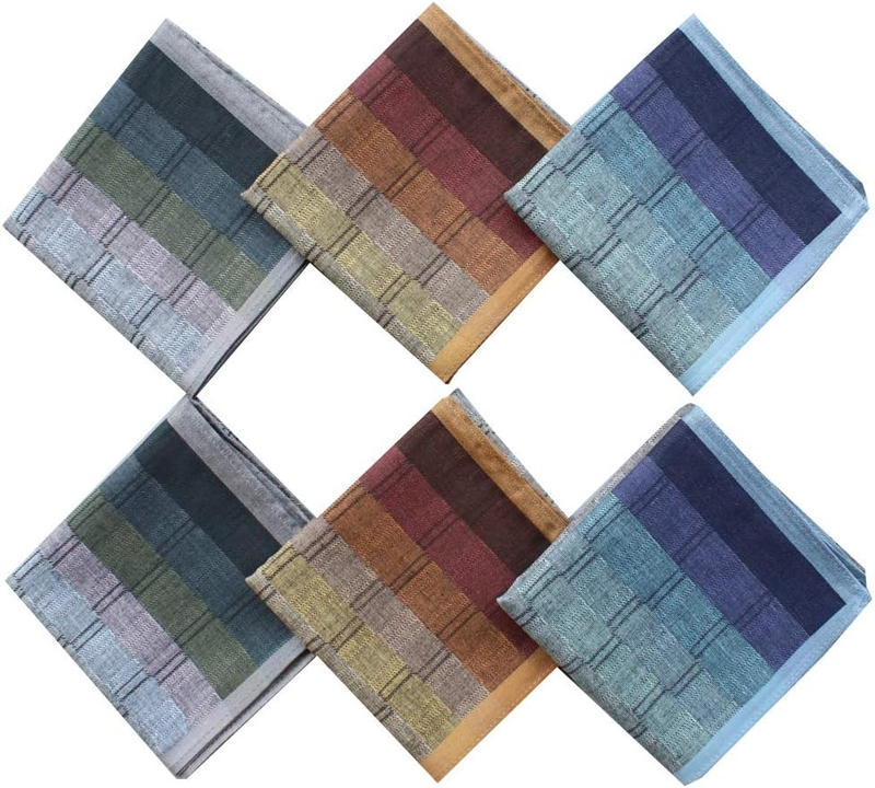 Mens Luxury 100% Cotton Handkerchiefs Plaid Pack