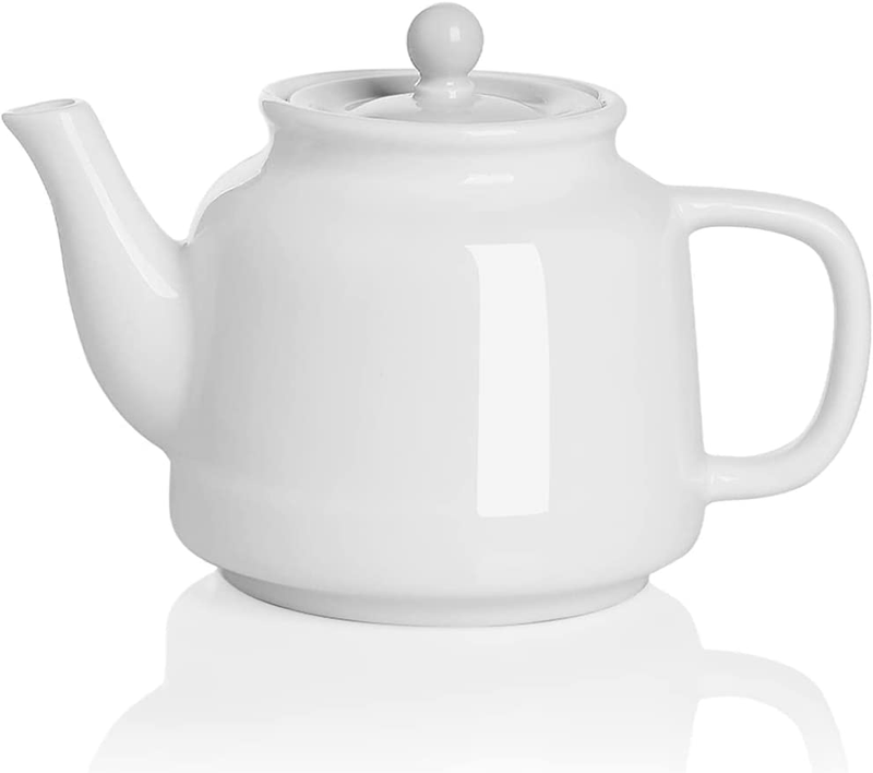 Porcelain Teapot with Infuser and Lid, 35 Fl Oz Teaware with Stainless Steel Fil