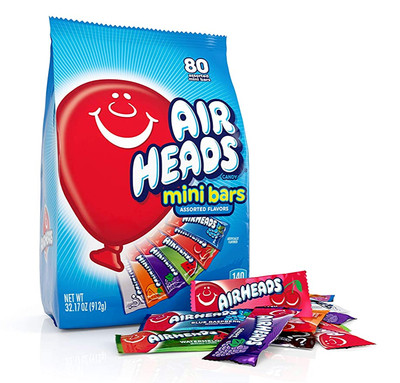 AIRHEADS Candy Mini Bars, Assorted Fruit Flavors, Individually Wrapped (32.17oz)