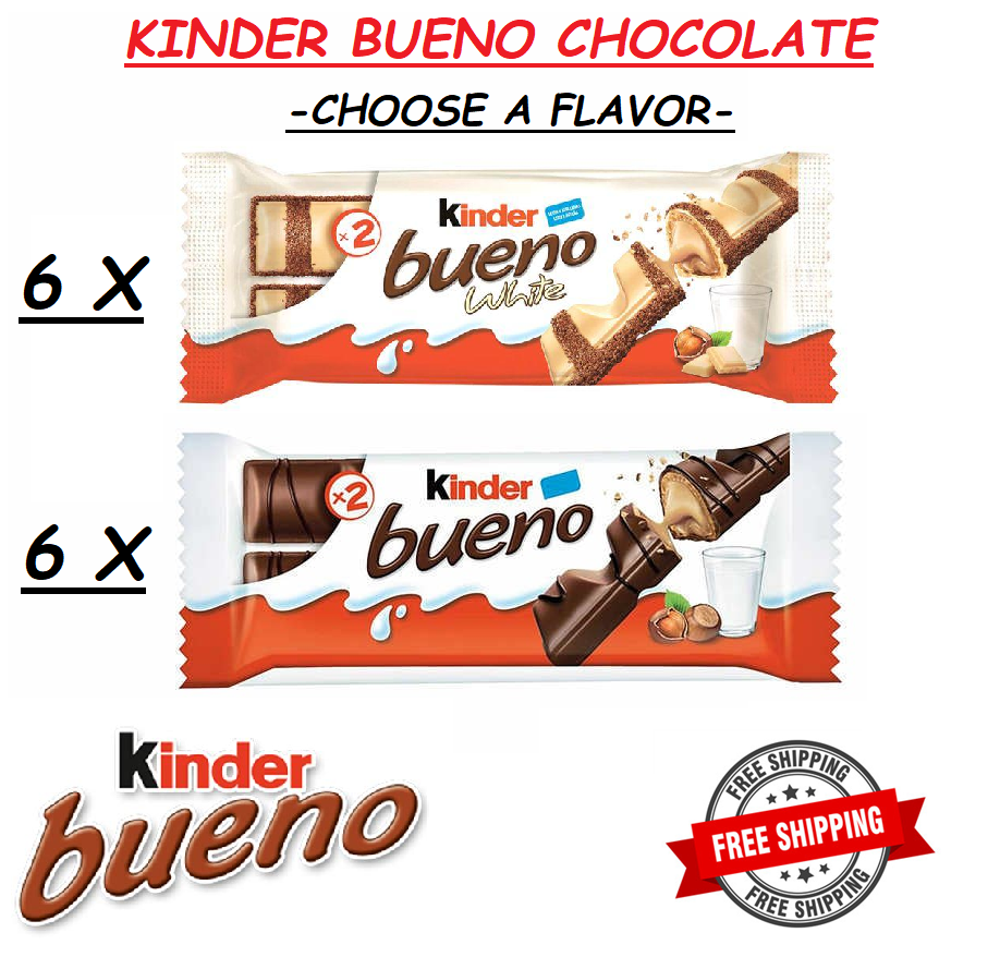 FREE SHIPPING 48x finger bueno Kinder chocolate in milk & white flavour