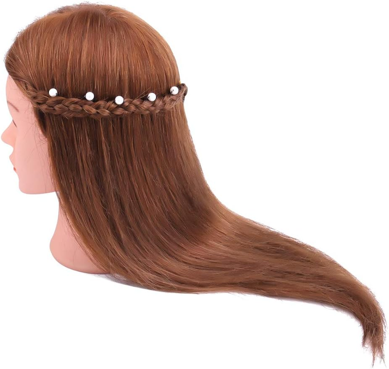 Mannequin Head with 100% Human Hair,  18" Dark Brown Real Hair Cosmetology Manne
