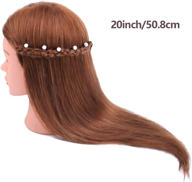 Mannequin Head with 100% Human Hair,  18" Dark Brown Real Hair Cosmetology Manne