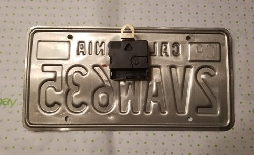 Genuine California License Plate Analog Clock with AA battery Included Travel