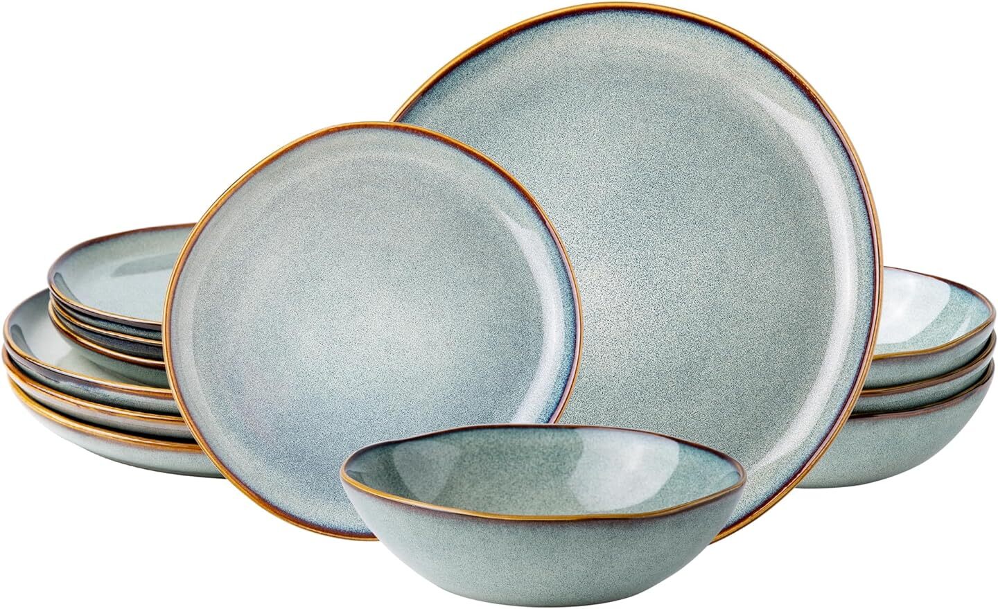 Ceramic Dinnerware Set Reactive Glaze Plates and Bowls Set Service for 4 (12pc)