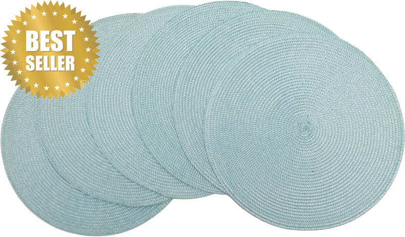 round Braided Placemats Set of 6 Washable Woven Heat Resistant Table Mats for Ki