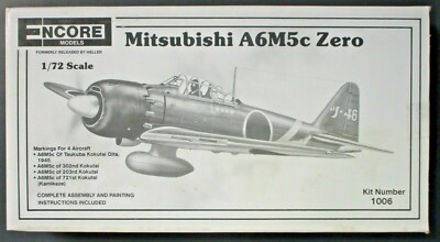 Encore 1/72nd Scale Mitsubishi A6M5c Zero Kit No. 1006 in open box!