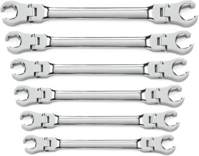 6 Pc. Flex Flare Nut Wrench Metric Hex Shaped Heads 180° Flexible Head