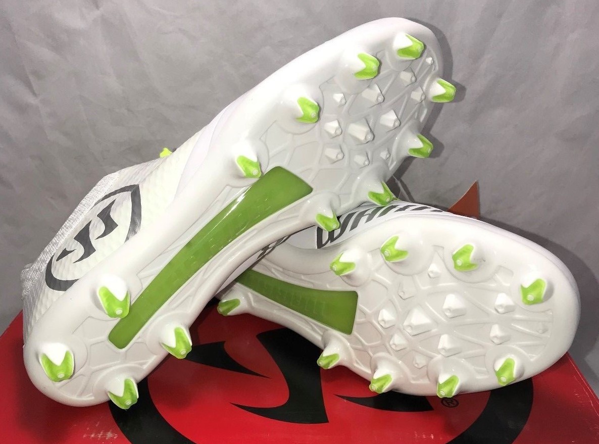 Warrior Mens Size 10 Burn 9.0 Lacrosse Lax Cleats White Volt Low New