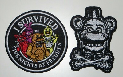 Five Night's At Freddy's ''I Survived & Crossbones'' 3'' Iron On Patch Set