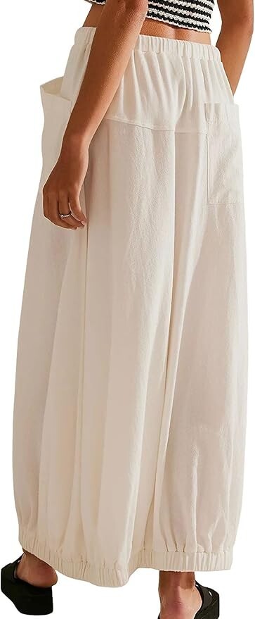 Women Baggy Parachute Skirt Comfy Casual Cotton Y2k Cargo Maxi Long Skirt
