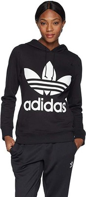 

Женская черная худи с трилистником Adidas Originals, Черный