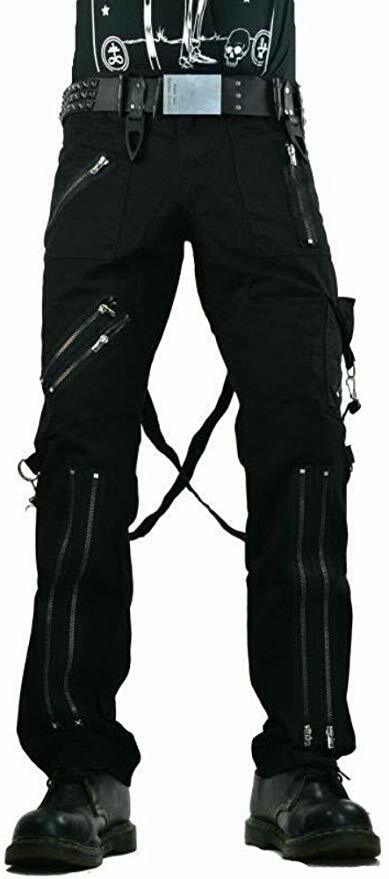 TRIPP BONDAGE STRAPS ZIPPER GOTHIC PUNK EMO BLACK GOTH JEANS