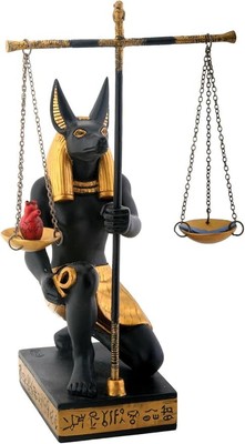 SUMMIT COLLECTION Black and Gold Anubis Scales of Justice Egyptian Statuette