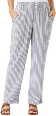 Брюки из льняной смеси Briggs Ladies Comfort с эластичным поясом, синяя полоска, Большой размер
