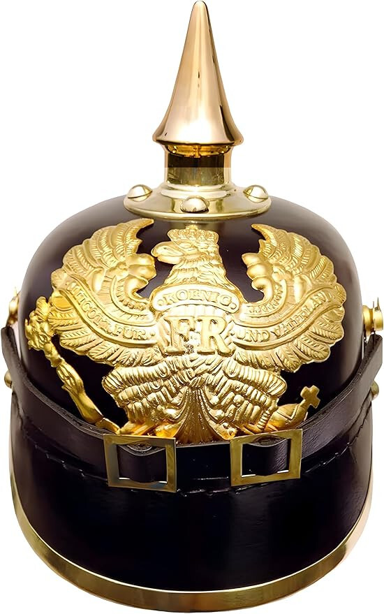 Medieval Replicas Imperial German Spiked Pickelhaube Black Leather Helmet