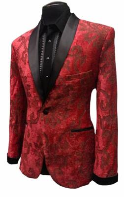 Pre-owned Shrine Deluxe Tuxedo Smoking Jacket Victorian Red Blazer Wedding Groom Gothic In Red/red