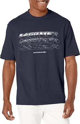 

Lacoste Мужская футболка свободного кроя с коротким рукавом из пике с рисунком Lacoste, T-Shirt
