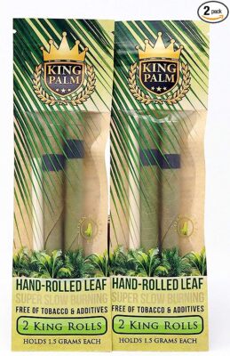 King Palm | King | Natural | Prerolled Palm Leafs | 2 Packs of 2 Each = 4 Rolls