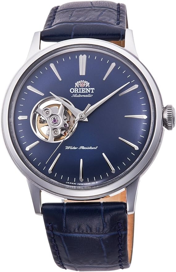 Pre-owned Orient Bambino Mechanical Automatic Watch Open Heart Rn-ag0008l Navy In Box