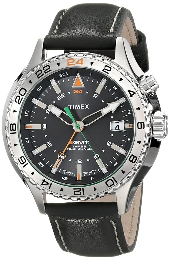 Timex Intelligent Quartz GMT Leather Strap Men's Watch