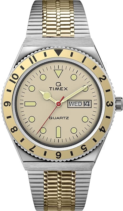 Pre-owned Timex 3 Hands Men's Analog Beige Dial Coloured Quartz Watch, Tw2v18600u9