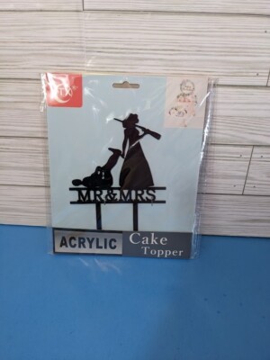 Acrylic Cake Topper-Wedding/Engagement-Wife Dragging Hunting Groom-Funny