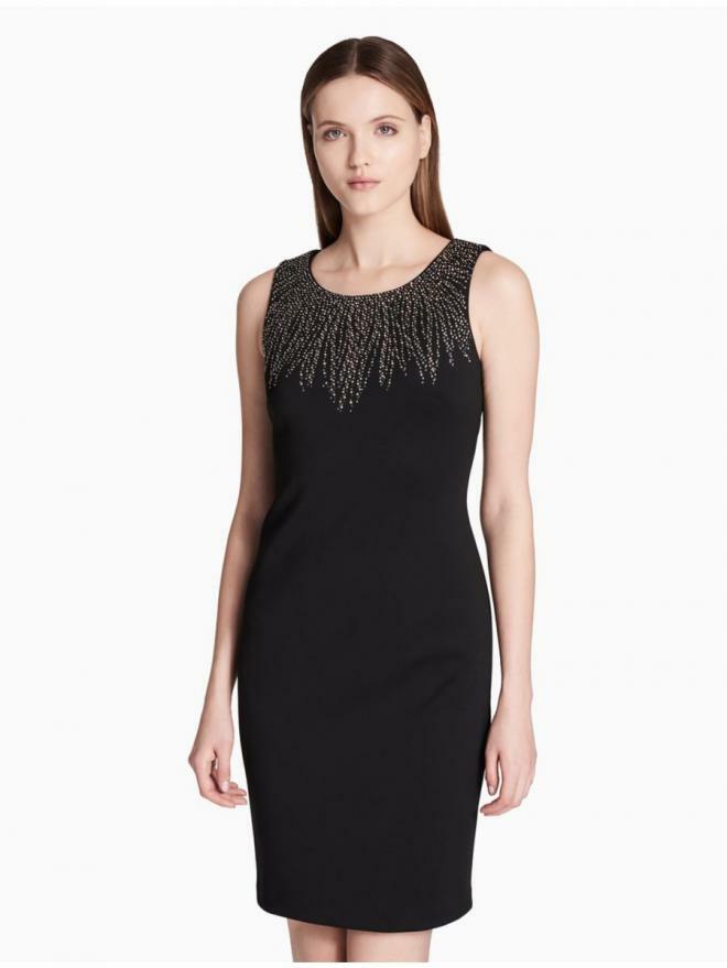 

Calvin Klein NWT Элегантное ЧЕРНОЕ платье-футляр с украшением для подводного плавания, размер, Черный, Elegant