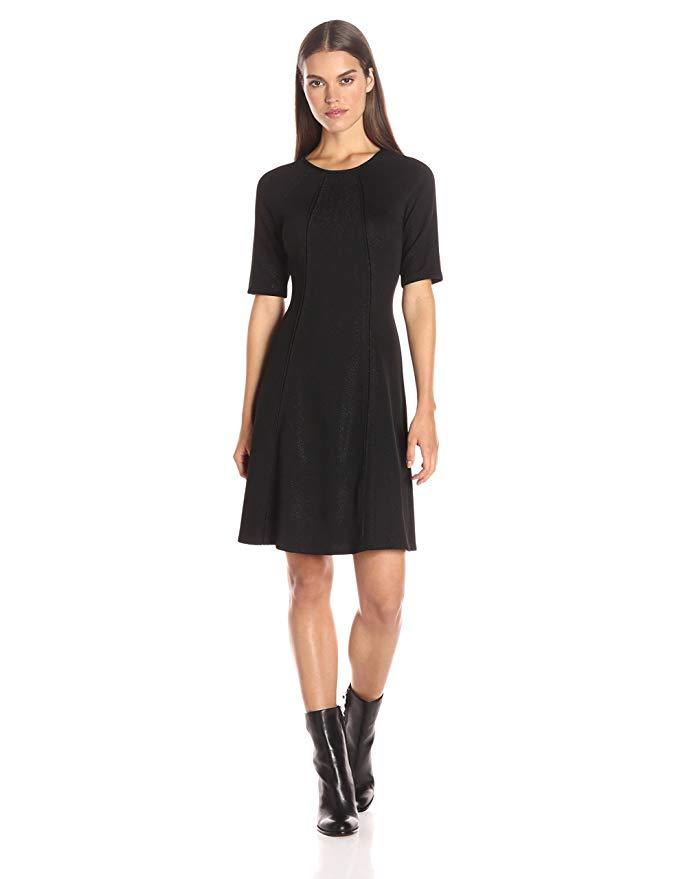 

Tommy Hilfiger NWT Красивое ЧЕРНОЕ блестящее вязаное платье с расклешенной юбкой, размер, Черный, Modern