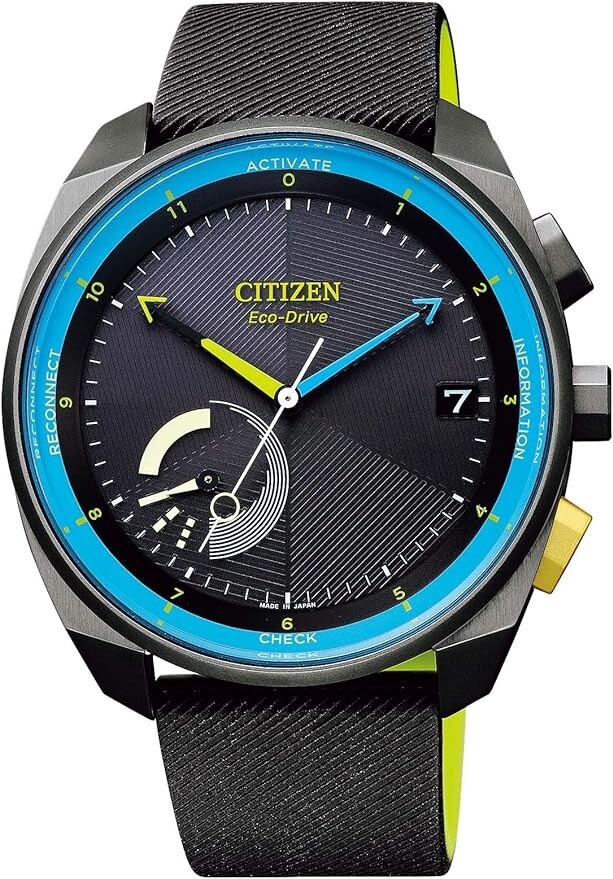 Pre-owned Citizen Eco-drive Solar-powered Smartwatch Rubber Band Model Bz7005-07f Black