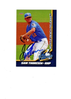 Sam Thoresen 2021 Myrtle Beach Pelicans signed autograph baseball card d