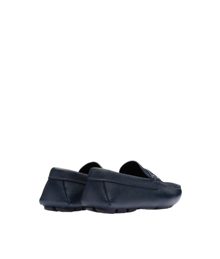 Pre-owned Prada Saffiano Navy Blue Leather Loafers 2dd151