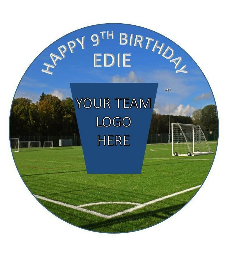 EVERTON FOOTBALL + STADIUM BACKGROUND PERSONALISED EDIBLE CAKE TOPPER 7.5 INCH