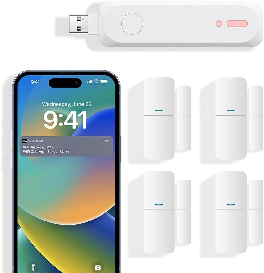 5-pcs Kit Door Window Sensors Wifi System For Kids