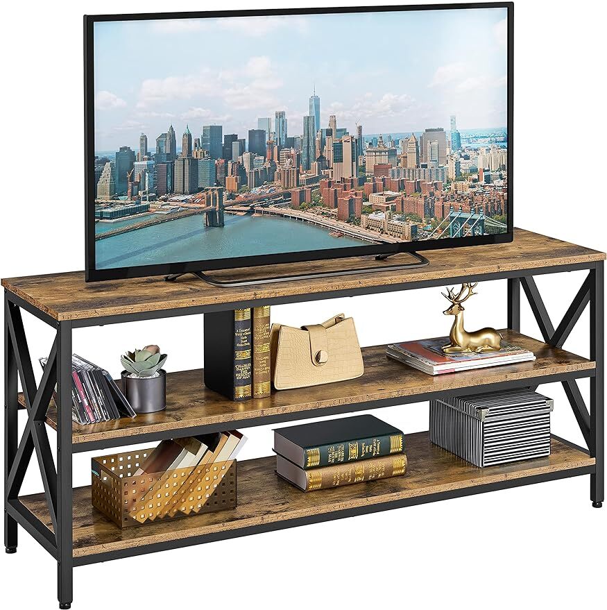 Tv Console Table With 3 Tier Storage Shelves