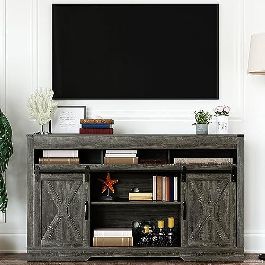 Entertainment Center With Sliding Barn Doors Media Console