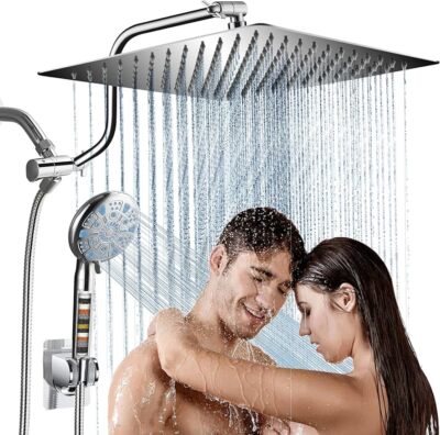 12 Inch All Metal 3-Way Rain Shower Head, High Pressure Shower Head, Dual Shower
