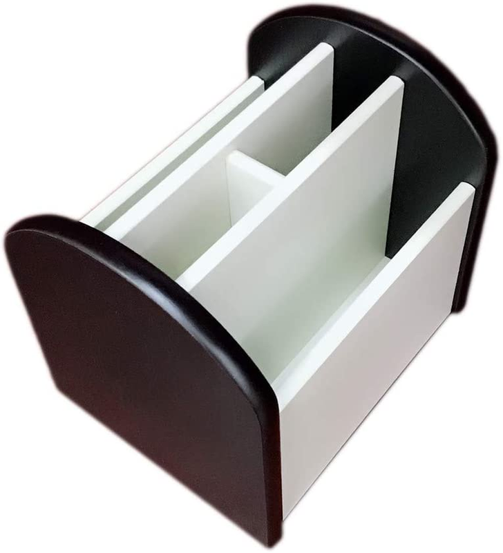 Rotating Remote Control Caddy Wood Pen/Pencil Holder for Desk Organizer Simple B