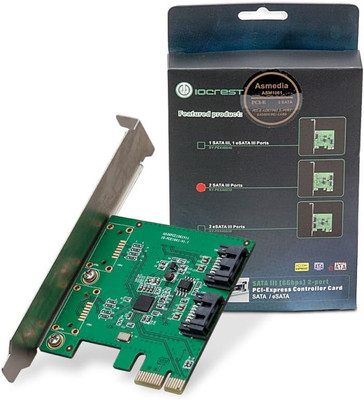 I/O CREST 2 Port SATA III Pci-E 2.0 X1 Controller Card Asmedia ASM1061 Non-Raid 