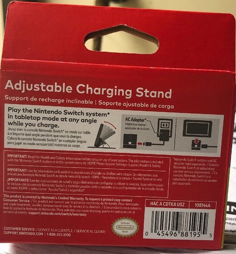 Nintendo Switch Adjustable Charging Stand - Tabletop Mode at Any Angle & Charge