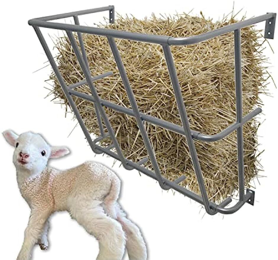 BUYYAH Hay Feeder Goat, 20 Gallon Multiple Sided Goat Hay Rack, Heavy Duty Iron