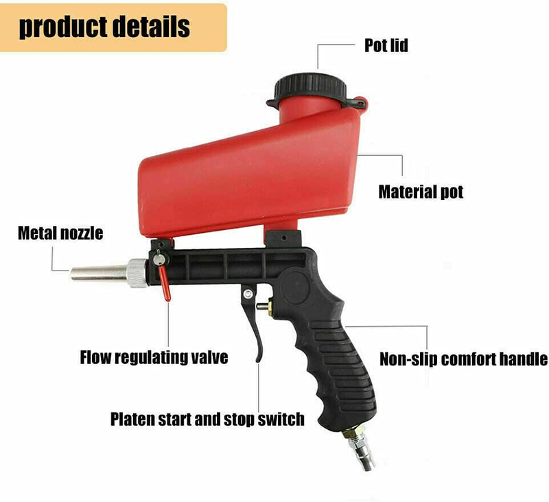 1/4” Air Sandblasting Gun Portable Handheld Sandblaster 90psi Sandblasting Gun P