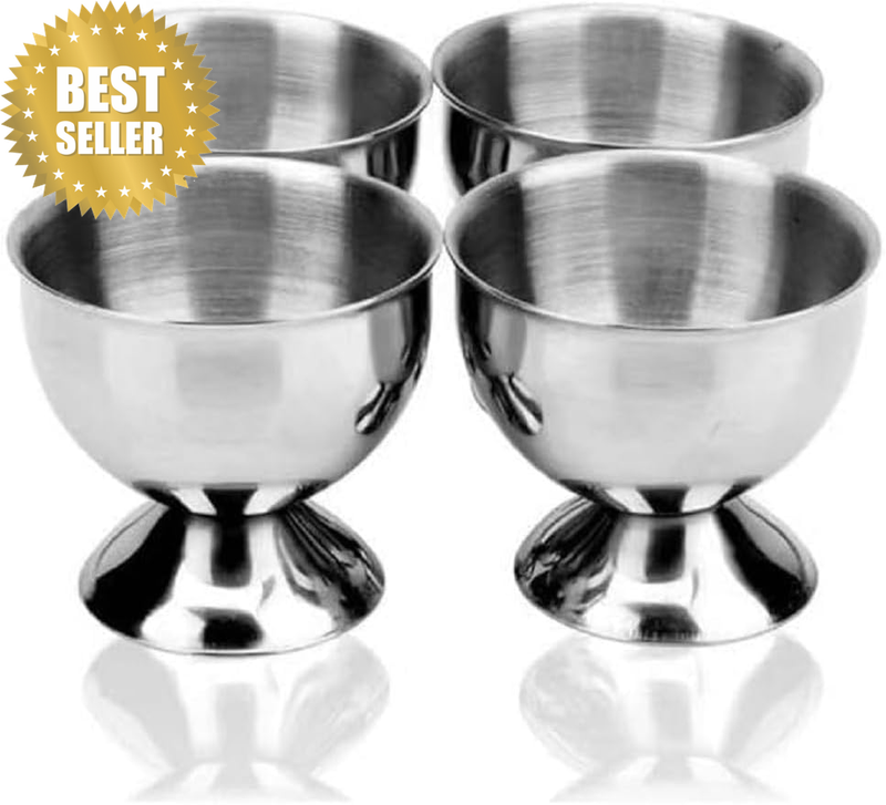 4 Pcs Stainless Steel Egg Cups Small Egg Cup Holders Egg Holder Trays Silver Dis