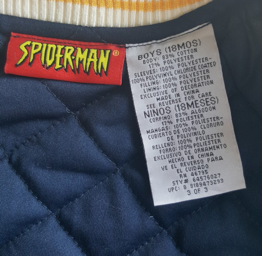 Marvel Spiderman Infant Boys 18 Months Jacket Embroidered Varsity Letterman